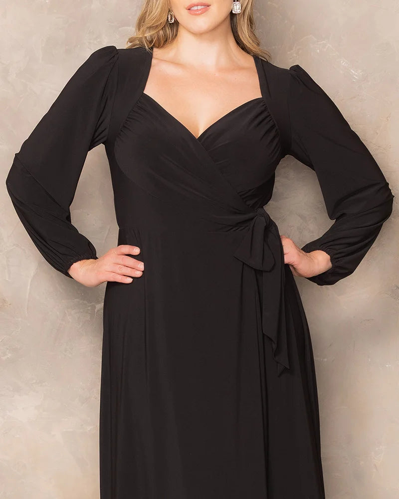Plus Size Dresses Plus Size Mother of the Bride Long Sleeve Formal Dress Kiyona 18222201 Black Noir