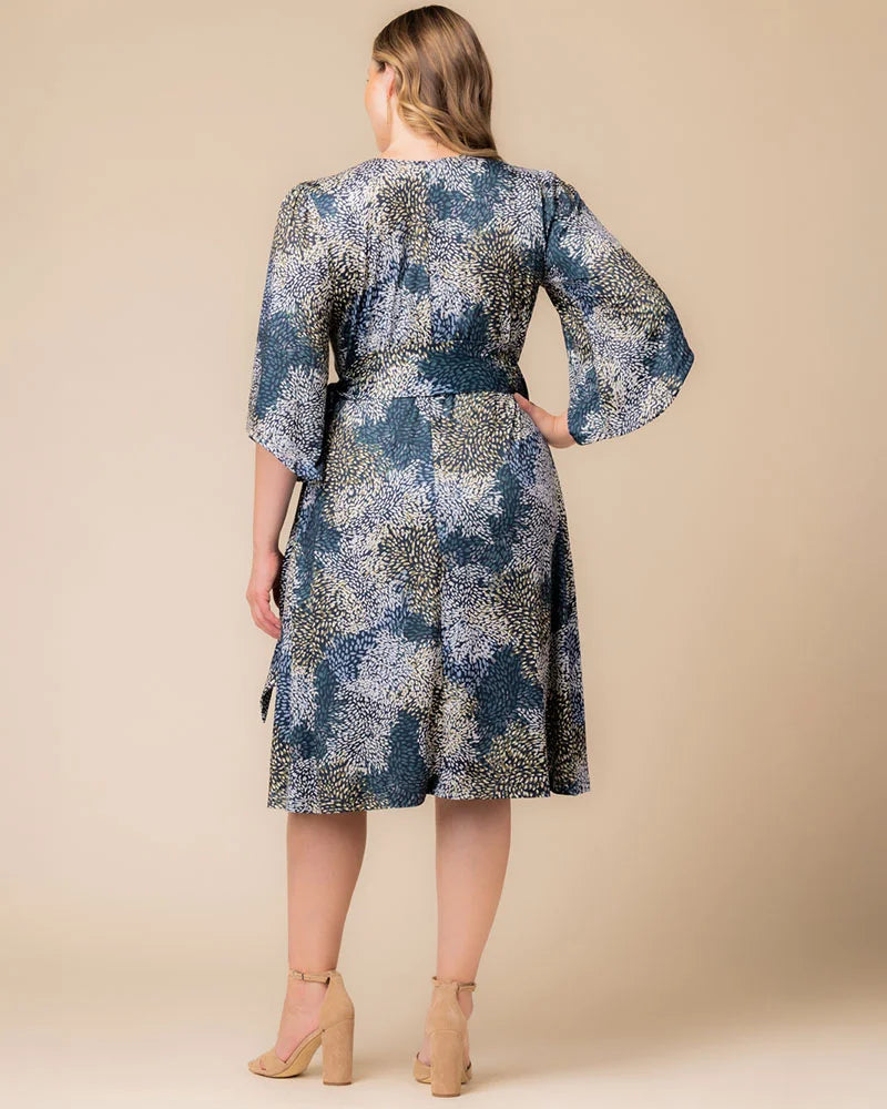 Plus Size Dresses Print Short Cocktail Plus Size Dress Blue Impressionist Print