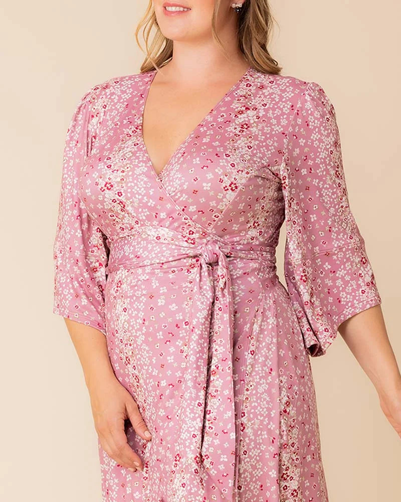 Plus Size Dresses Print Short Cocktail Plus Size Dress Pink Floral Falls