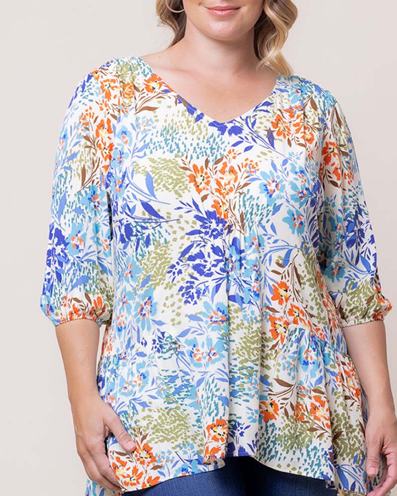 Top Formal Plus Size Print Top Kiyonna 22242604 Santorini
