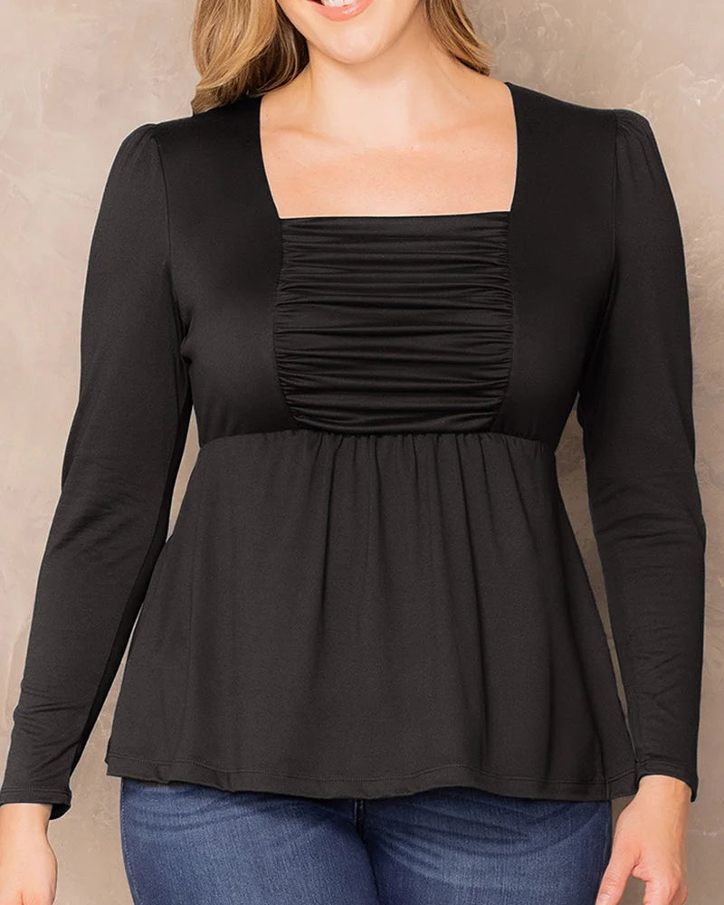 Top Long Sleeve Formal Plus Size Top Kiyona 23111801 Black Noir