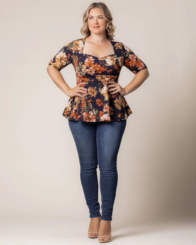 Top Formal Plus Size Floral Top Kiyonna 23132401 Autumn Garden