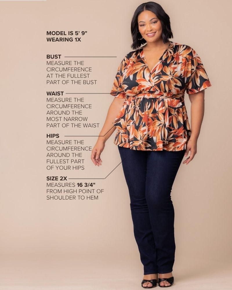 Top Formal Floral Print Plus Size Top Kiyona 23211803 Harvest Fest