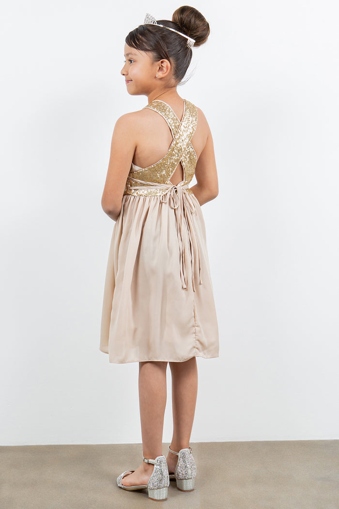 Flower Girl Dresses Short A Line Sequin Flower Girl Dress Champagne