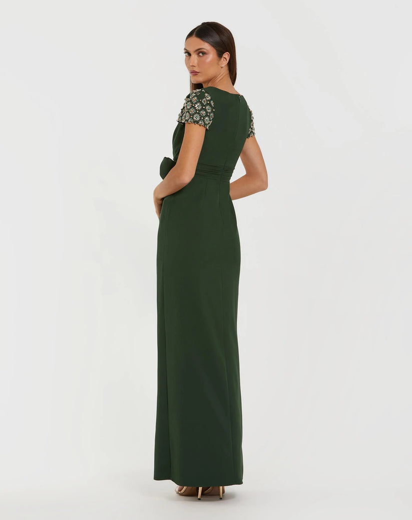 Formal dresses Long Formal Beaded Slit Evening Dress FOREST GREEN