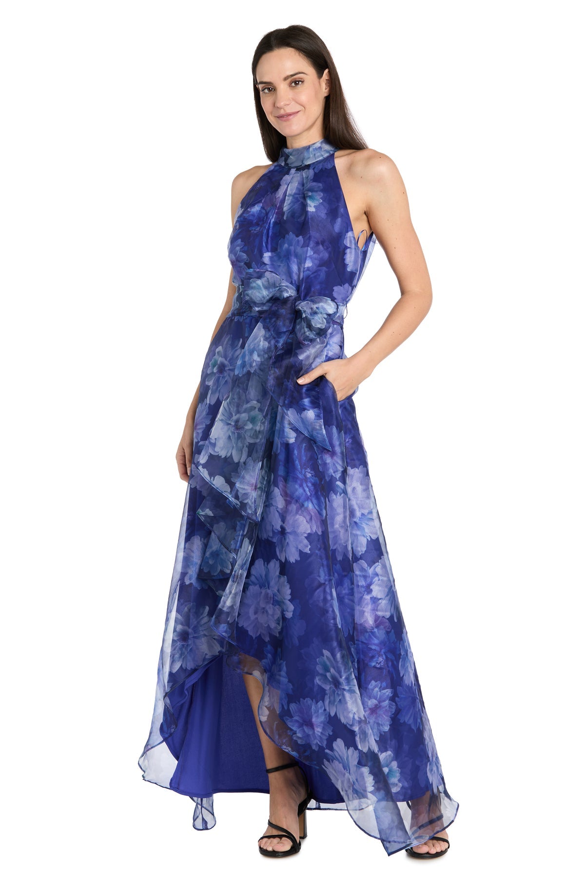 Prom Dresses Floral Print Long Prom Formal Dress Ultra Marine