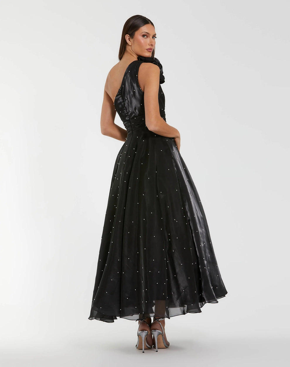 Cocktail Dresses Homecoming 3D Short Midi Cocktail Dress Black Ivory