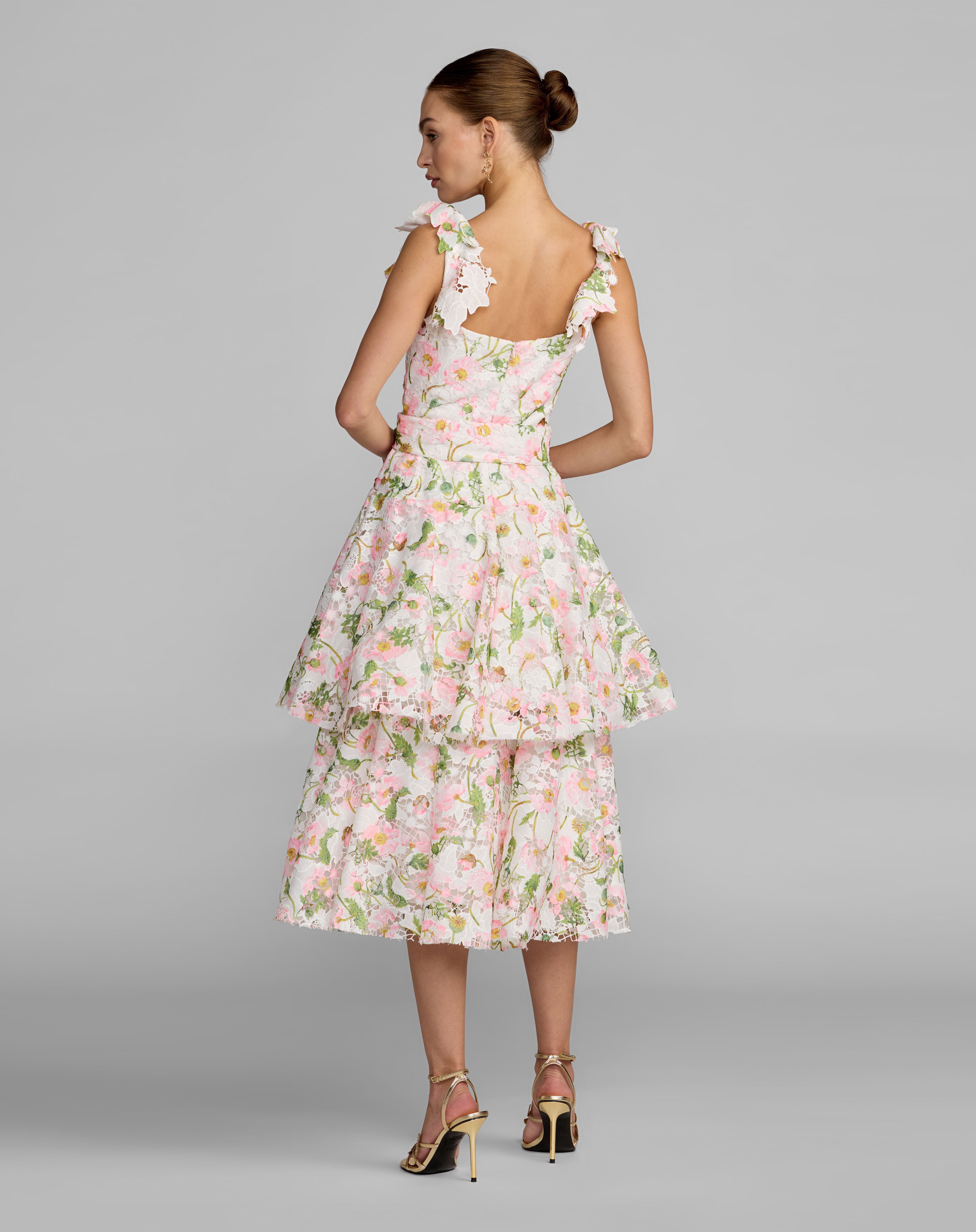 Scoop Tea-Length Lace Cocktail A-Line Mac Duggal 50112