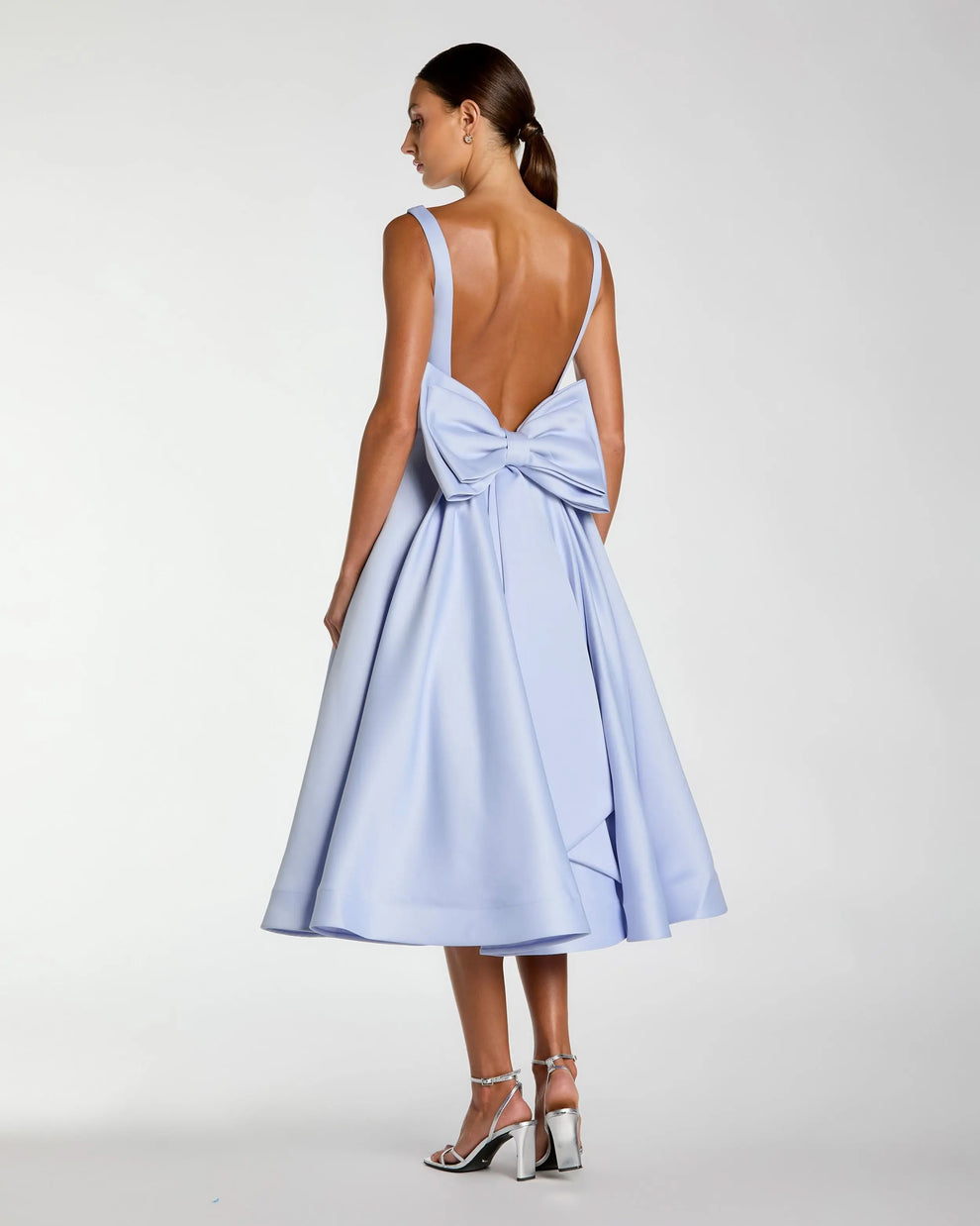 Bateau Tea-Length Mikado Formal Fit & Flare Dress Mac Duggal 50127