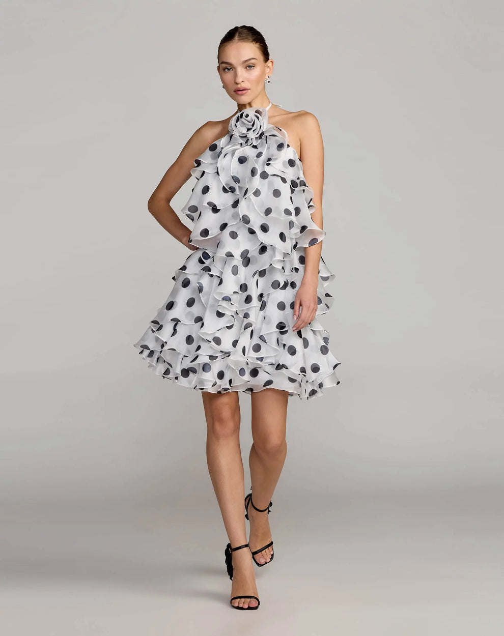Halter Mini Organza Cocktail A-Line Dress Mac Duggal 50171