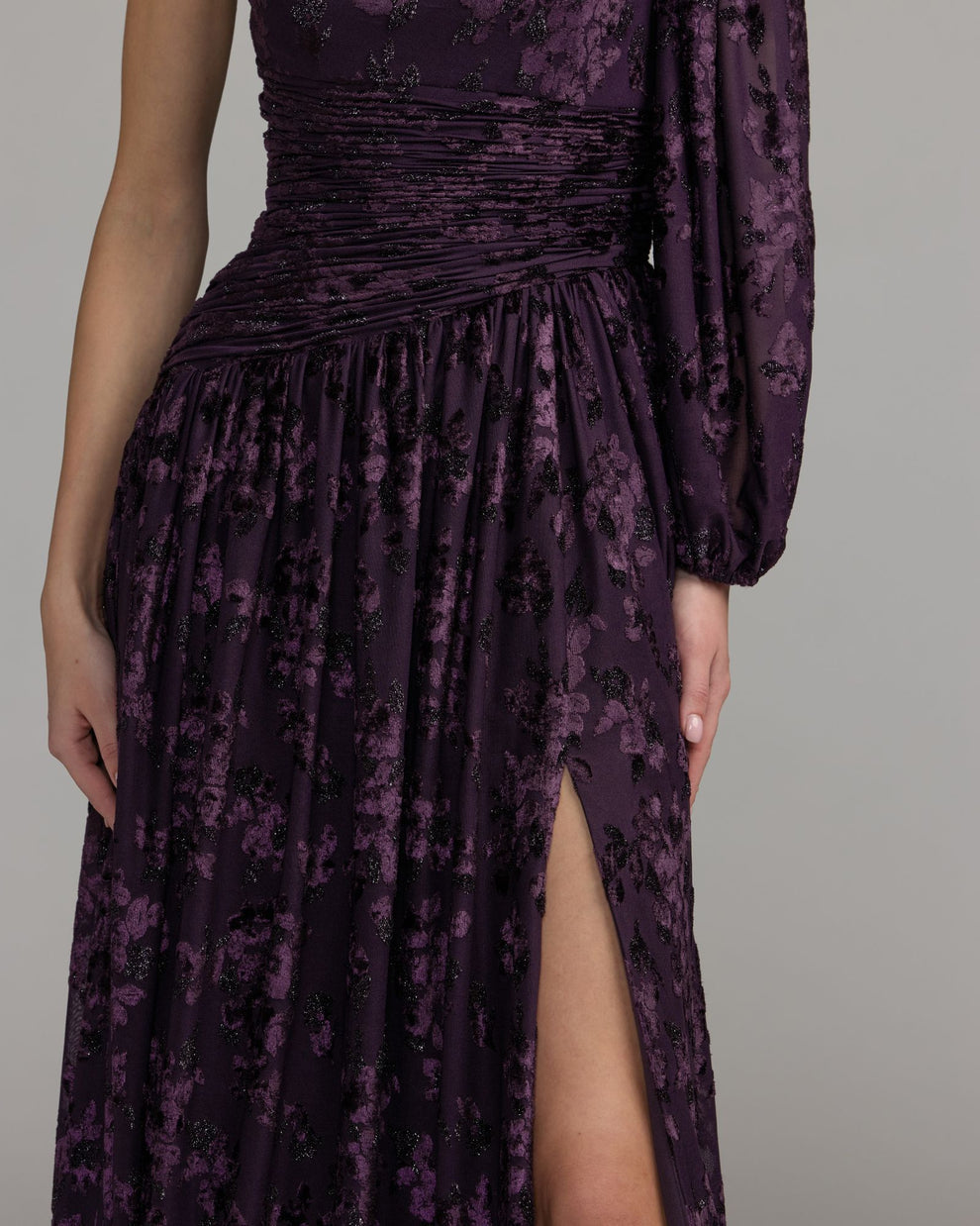 One-Shoulder Floor-Length Velvet Formal Fit & Flare Mac Duggal 50179