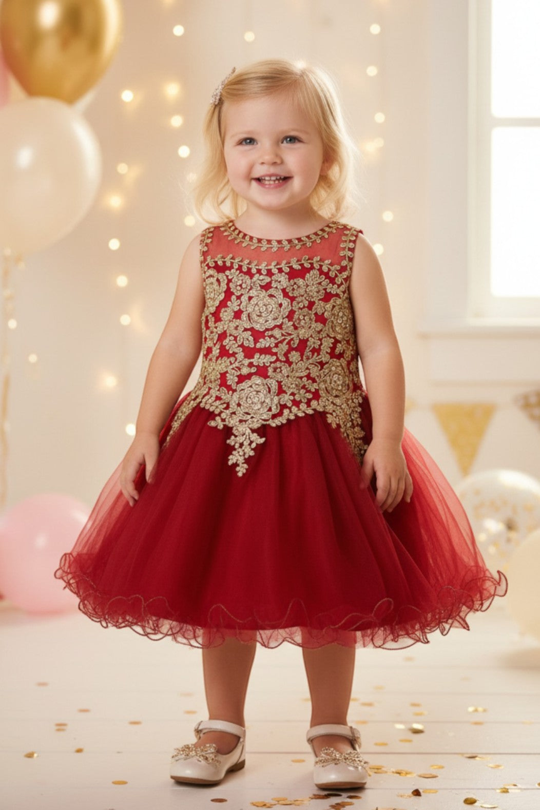 Illusion Knee-Length Tulle Flower Girl Ball Gown Cinderella Couture 5017B
