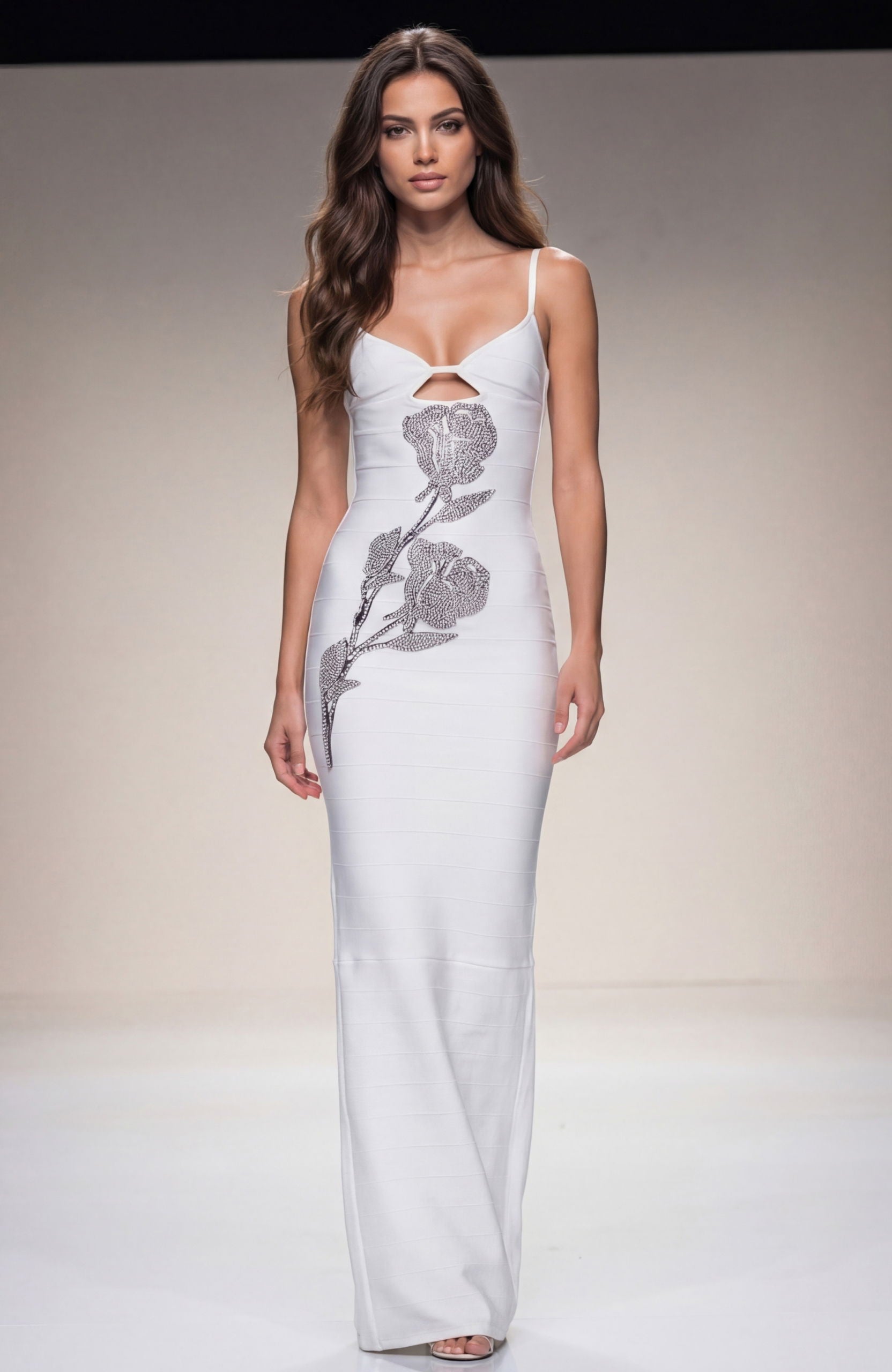 Prom Dresses Floral Applique Long Formal Prom Dress White