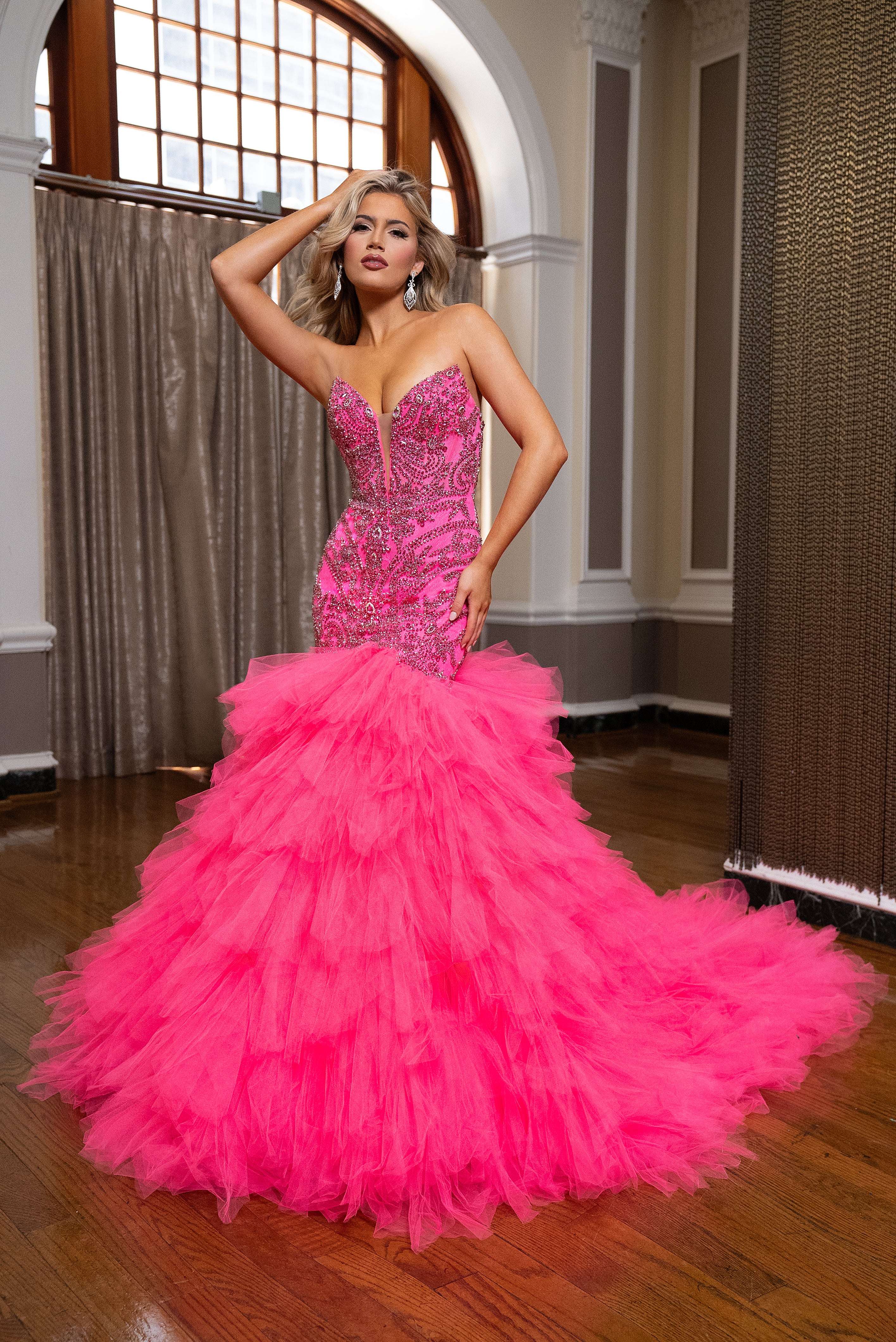 Prom Dresses Fitted Long Prom Formal Dress Hot Pink