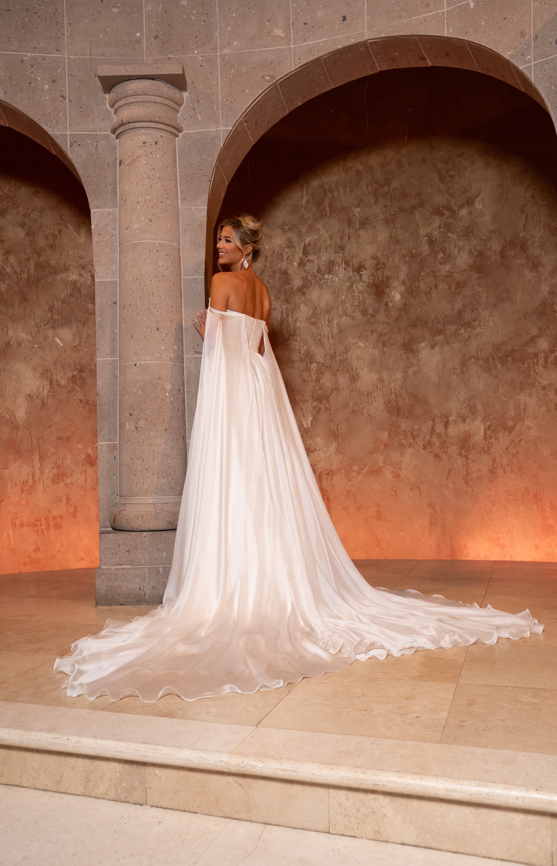 Rachel Allan 50352 Prom Long Formal A Line Cape Sleeve Dress