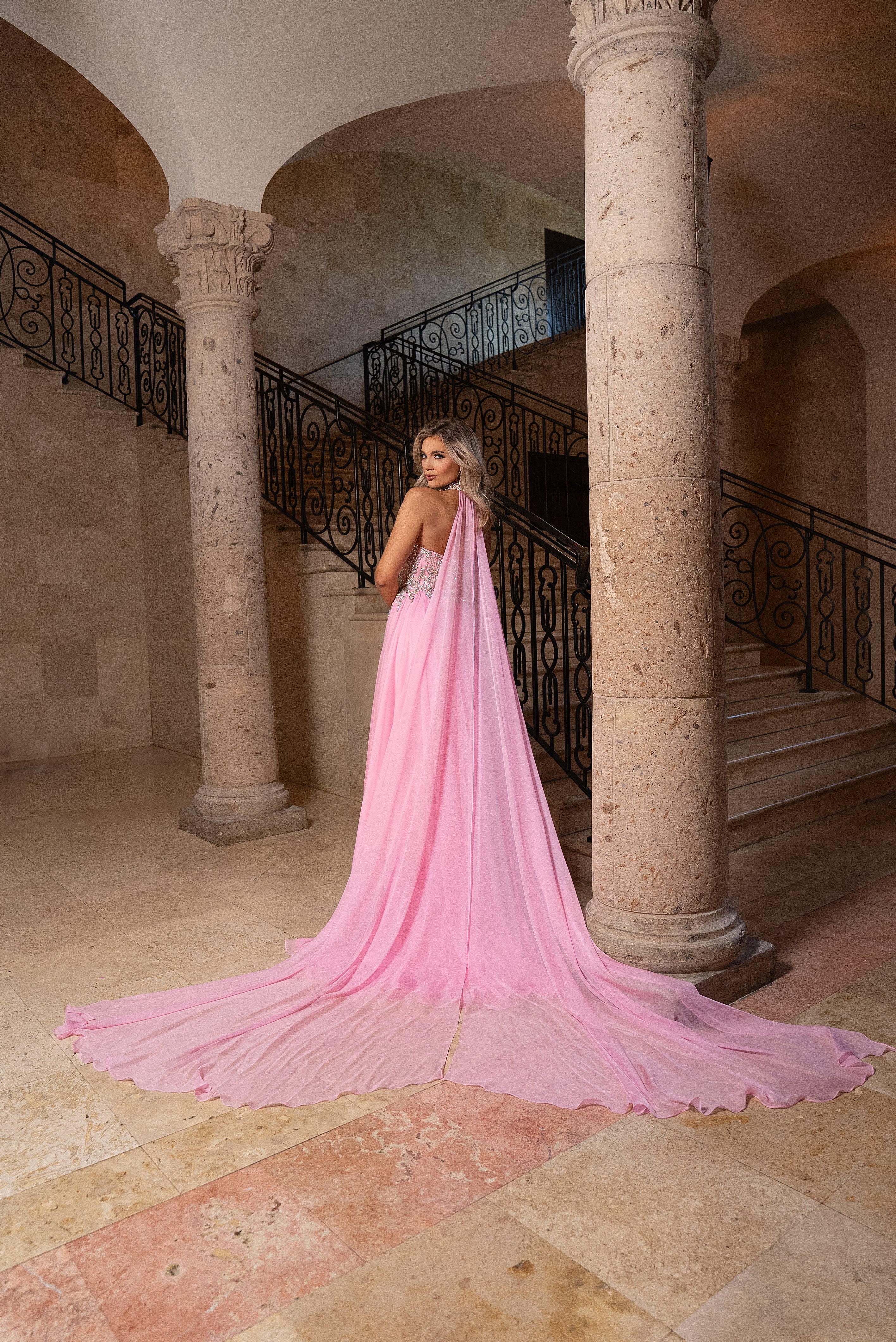 Prom Dresses A Line Slit Long Formal Prom Dress Pink