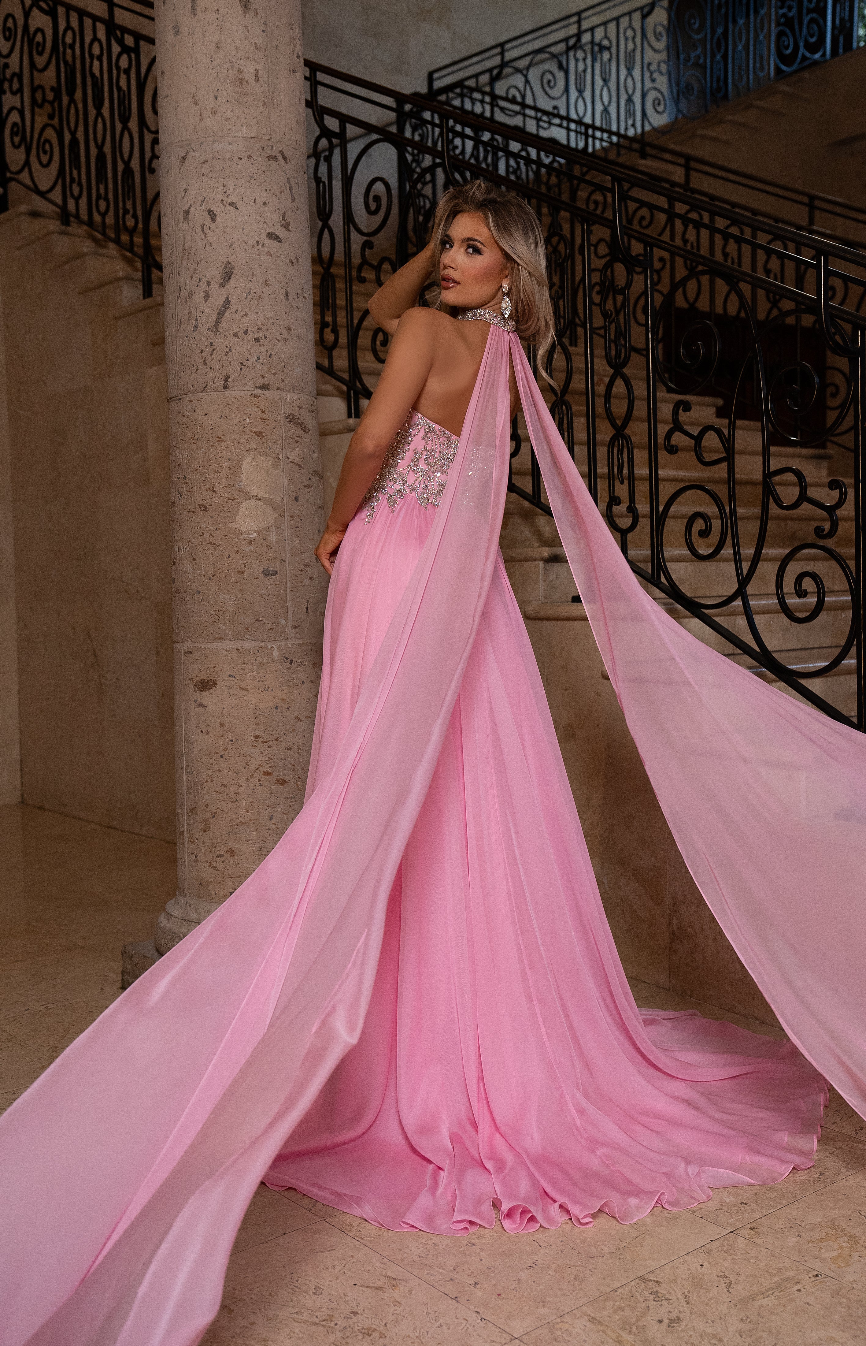 Prom Dresses A Line Slit Long Formal Prom Dress Pink