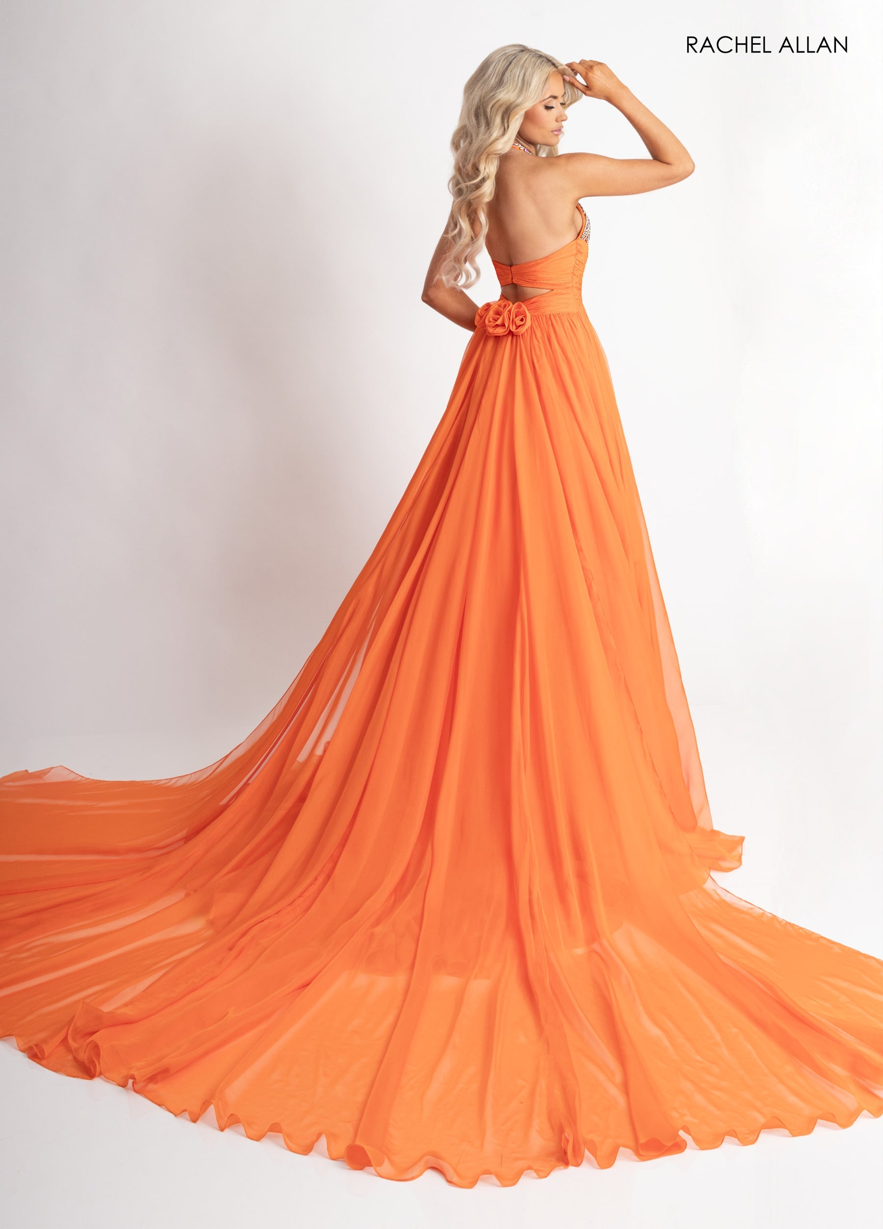 Prom Dresses Long Formal Beaded A Line Prom Dress Tangerine