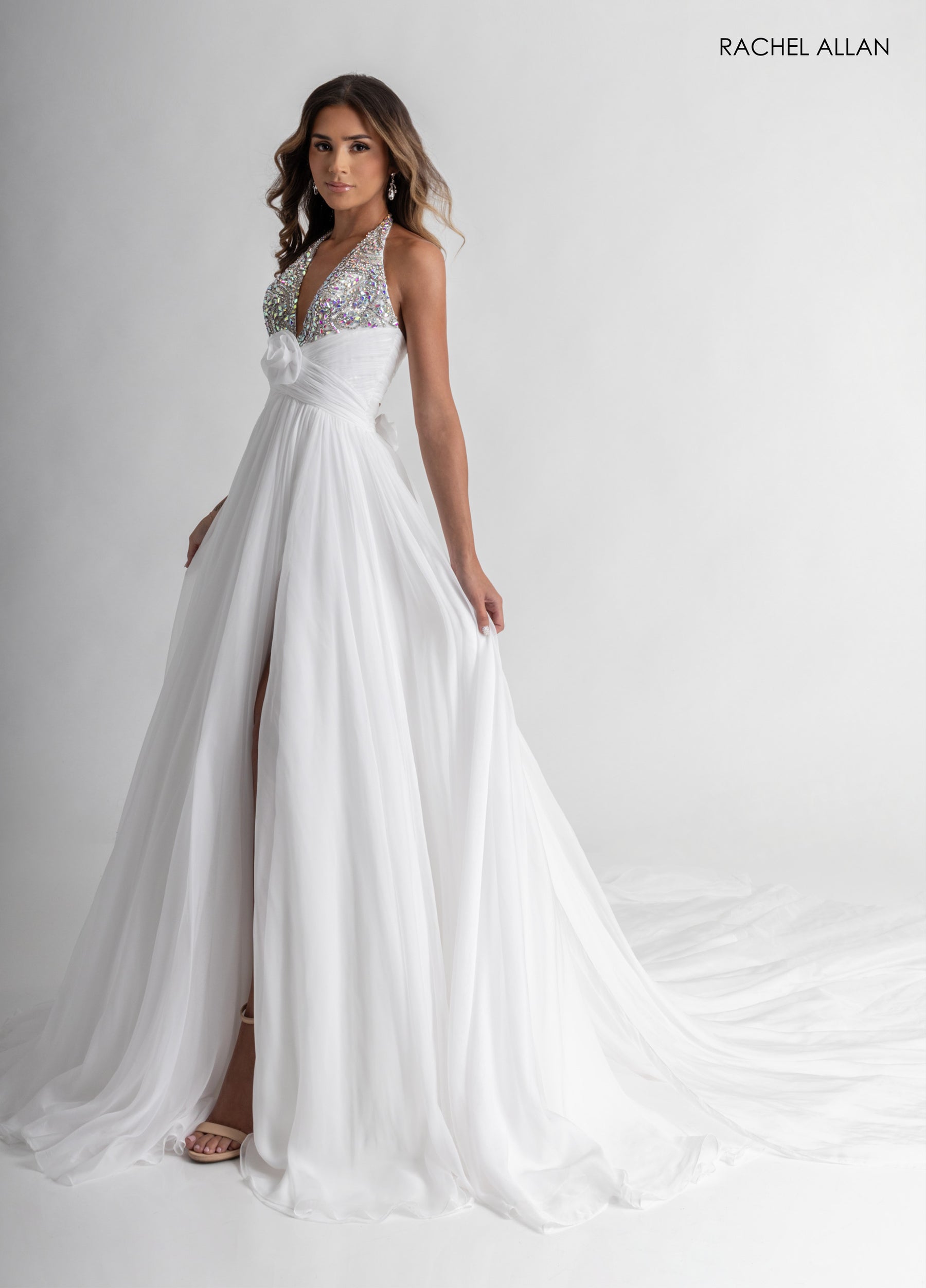 Wedding Dresses Long Beaded A Line Bridal Gown White