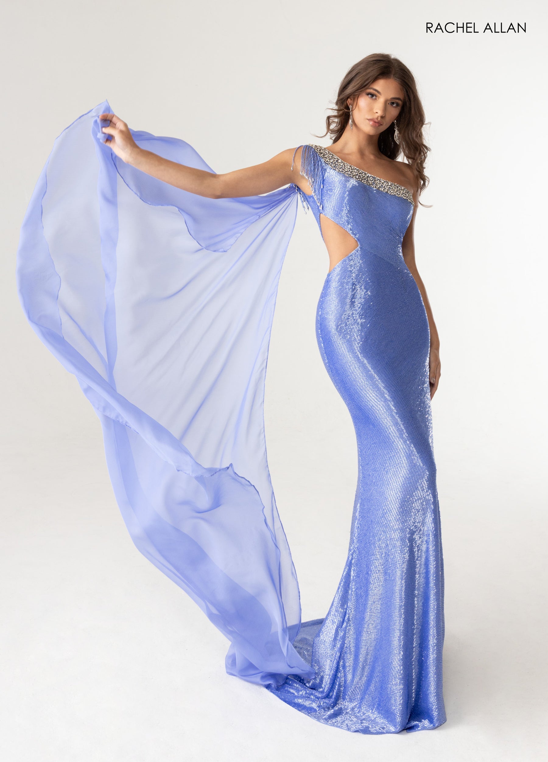Prom Dresses Beaded Slit Long Formal Prom Dress Periwinkle