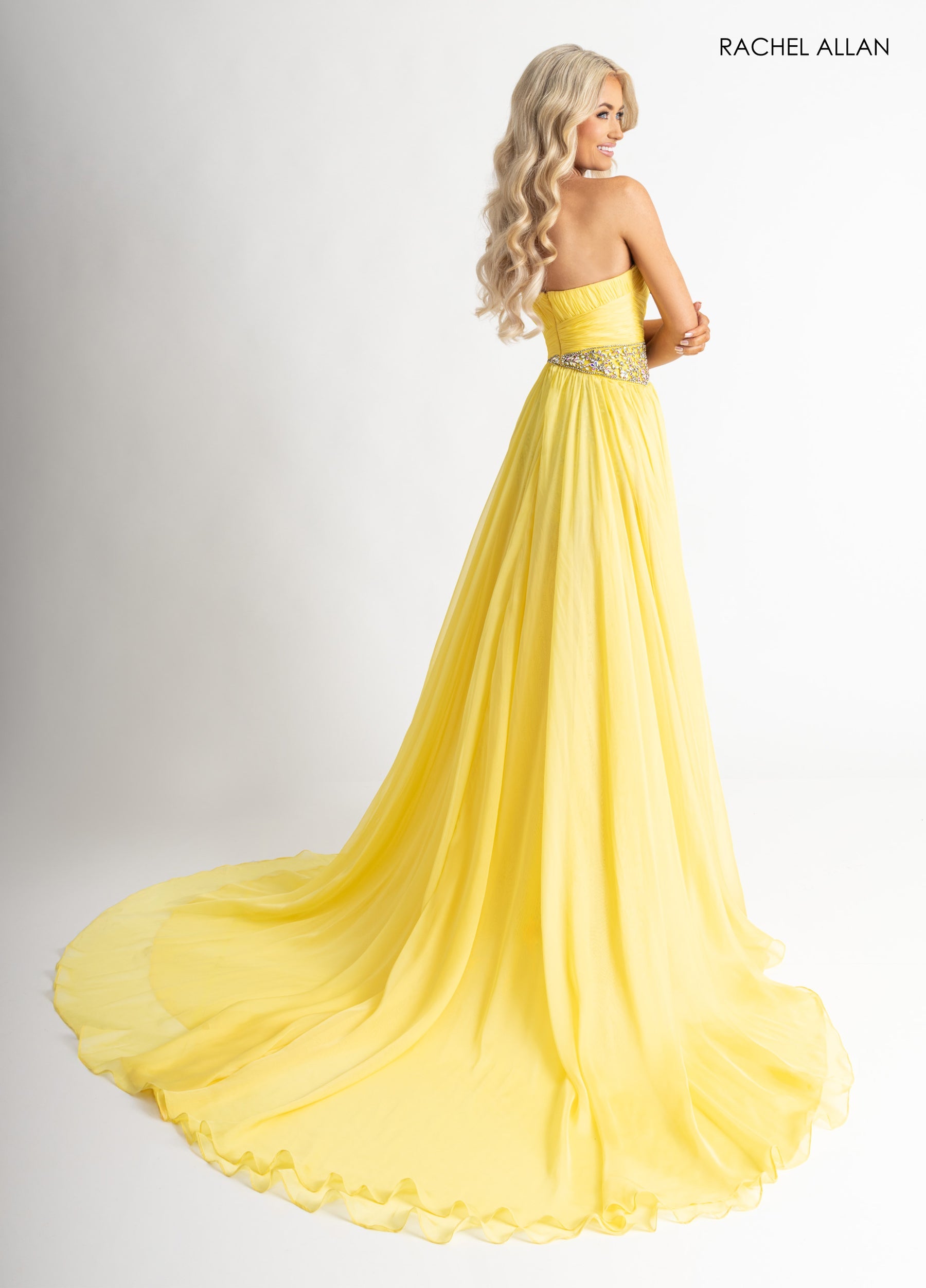 Prom Dresses Long Beaded A Line Prom Dress Yellow