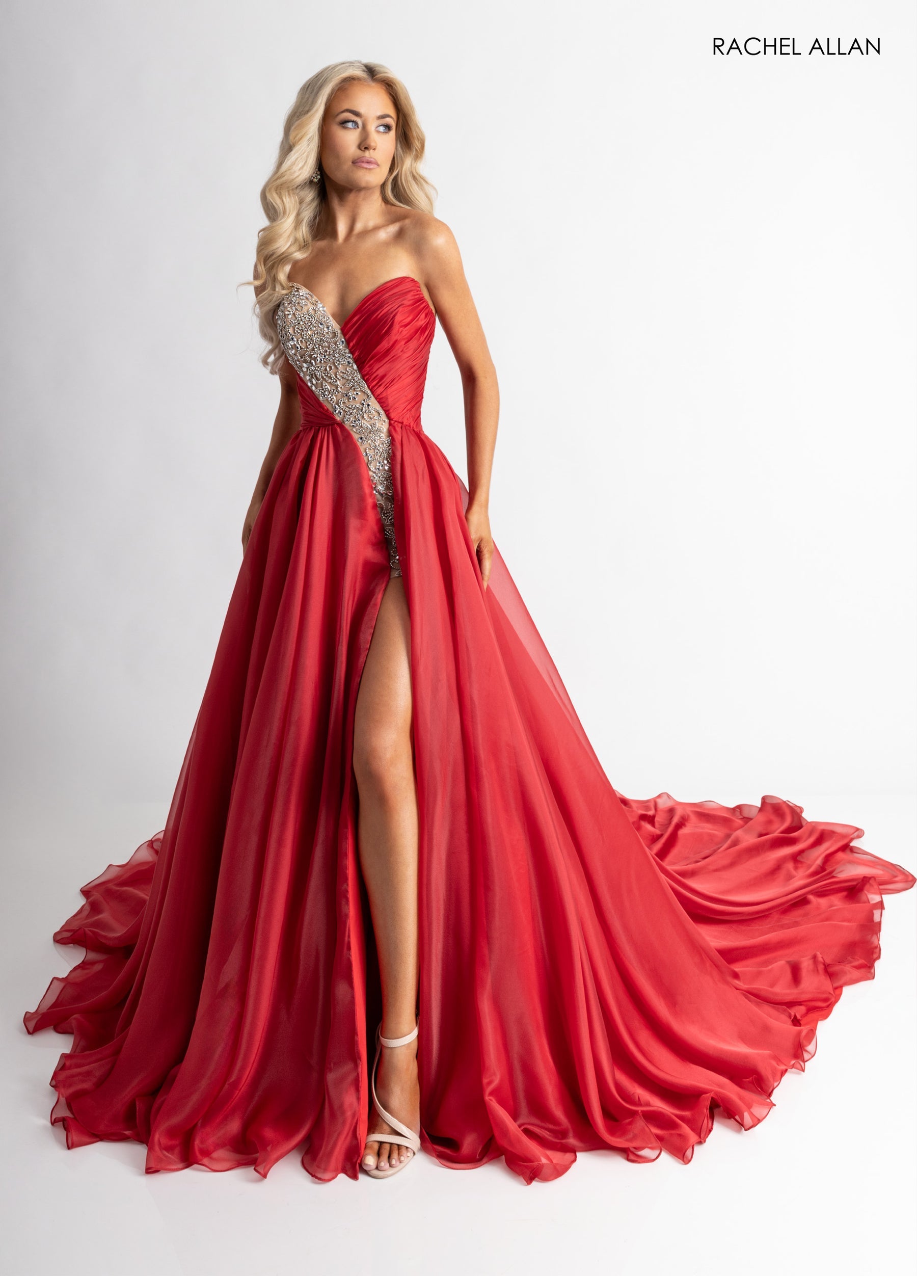 Prom Dresses A Line Beaded Prom Evening Dress Crimson Nude