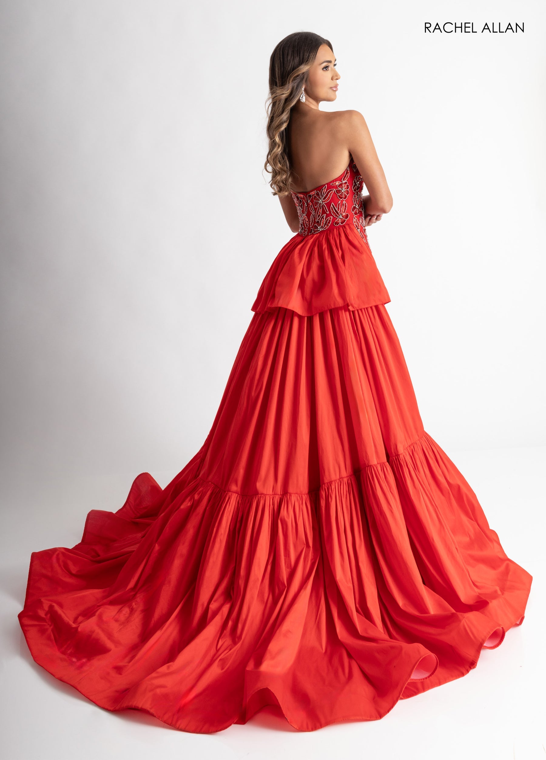 Prom Dresses Beaded Long Formal Slit Prom Dress Red