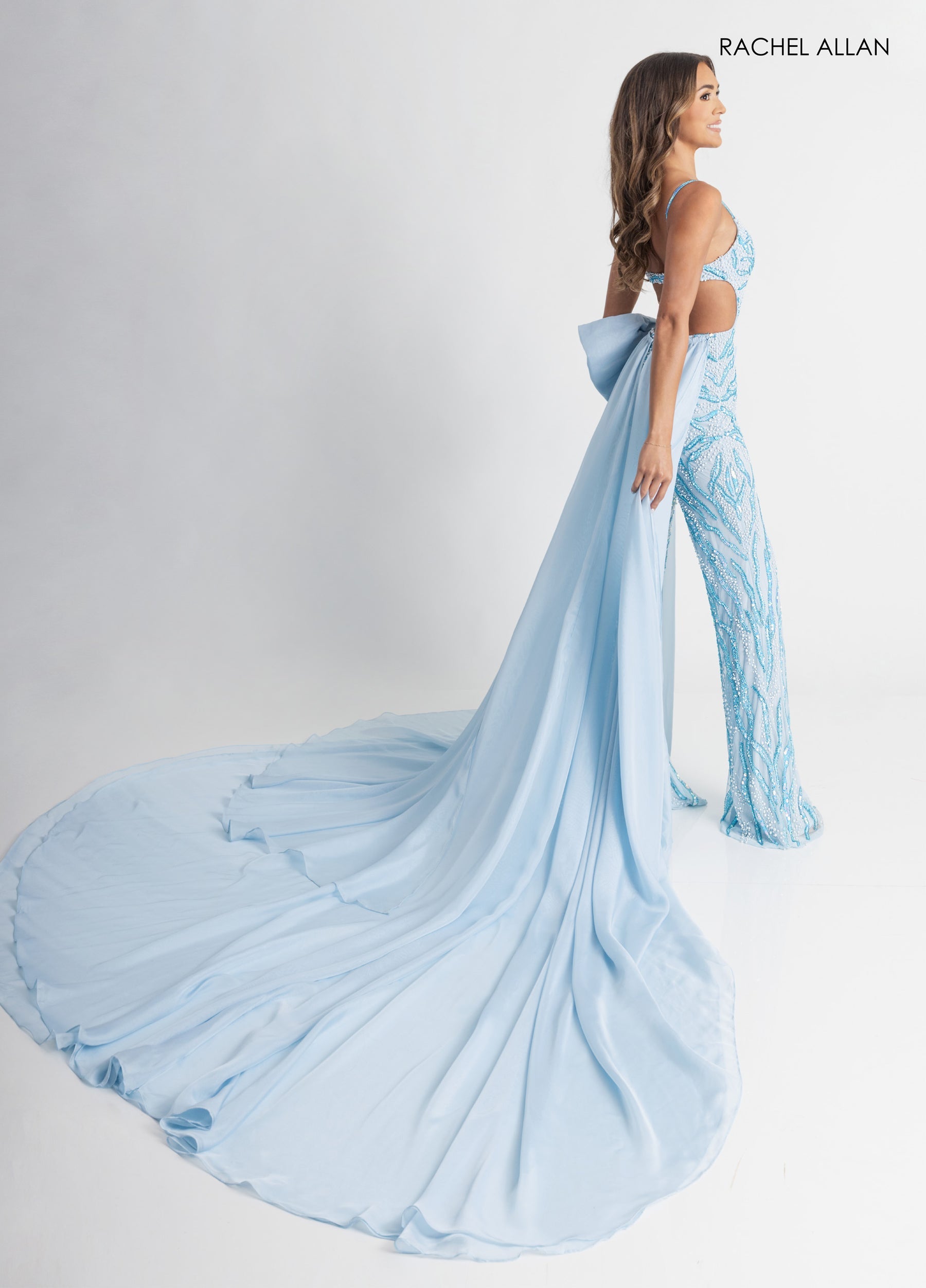 Jumpsuit Long Formal Evening Beaded Jumpsuit Powder Blue White