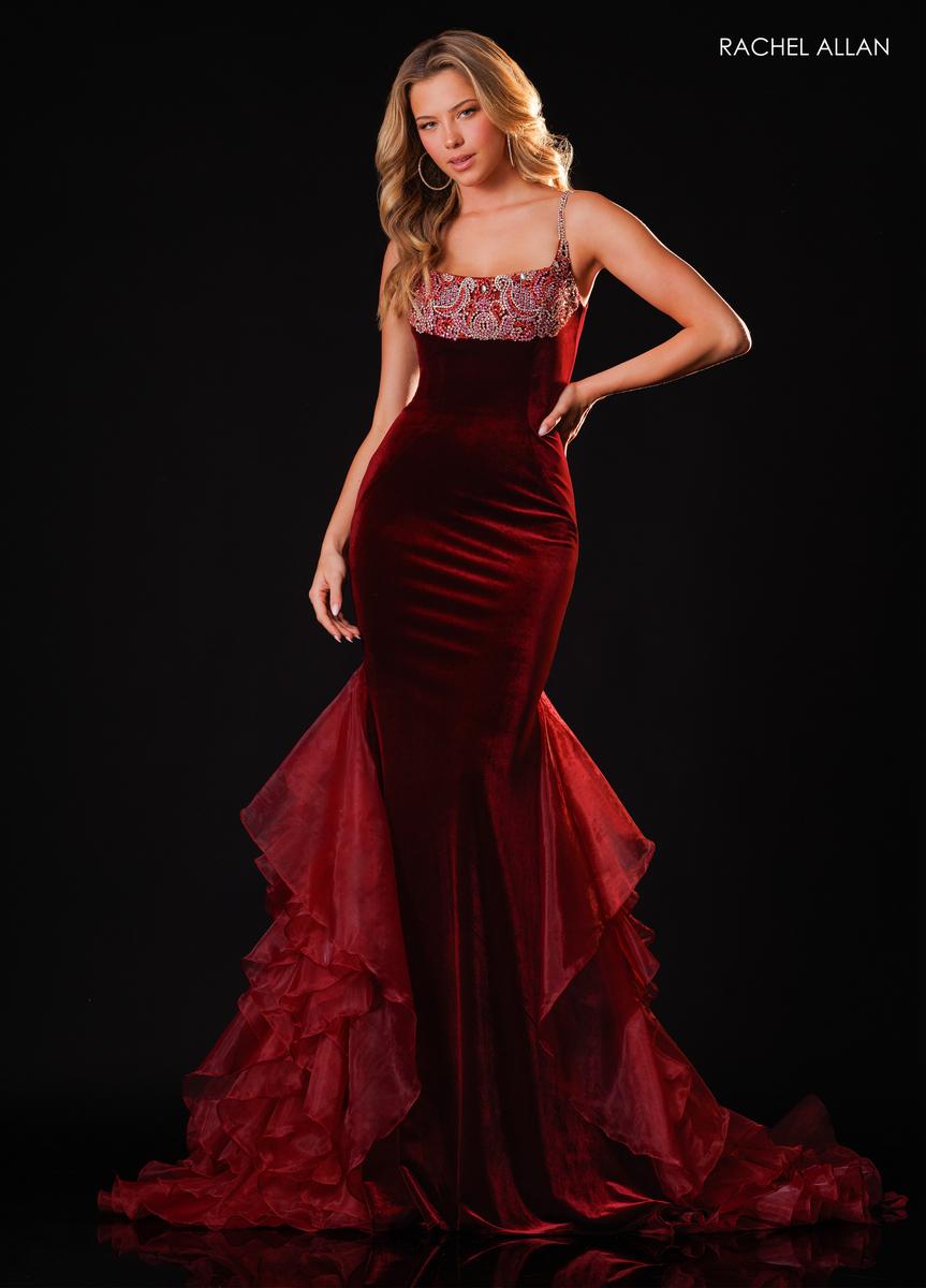 Square Floor-Length Velvet Prom Mermaid Rachel Allan 50421