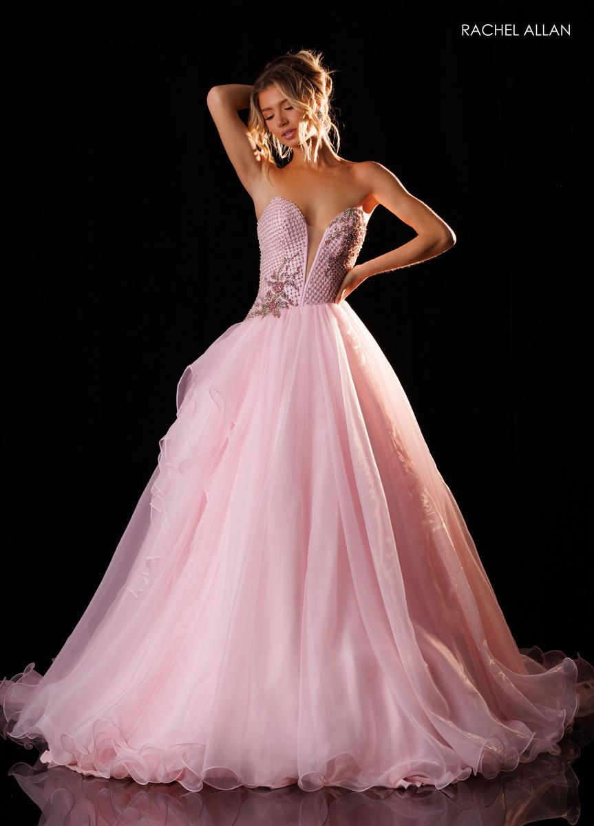 Strapless Curved Neck Floor-Length Tulle Prom Ball Gown Rachel Allan 50428