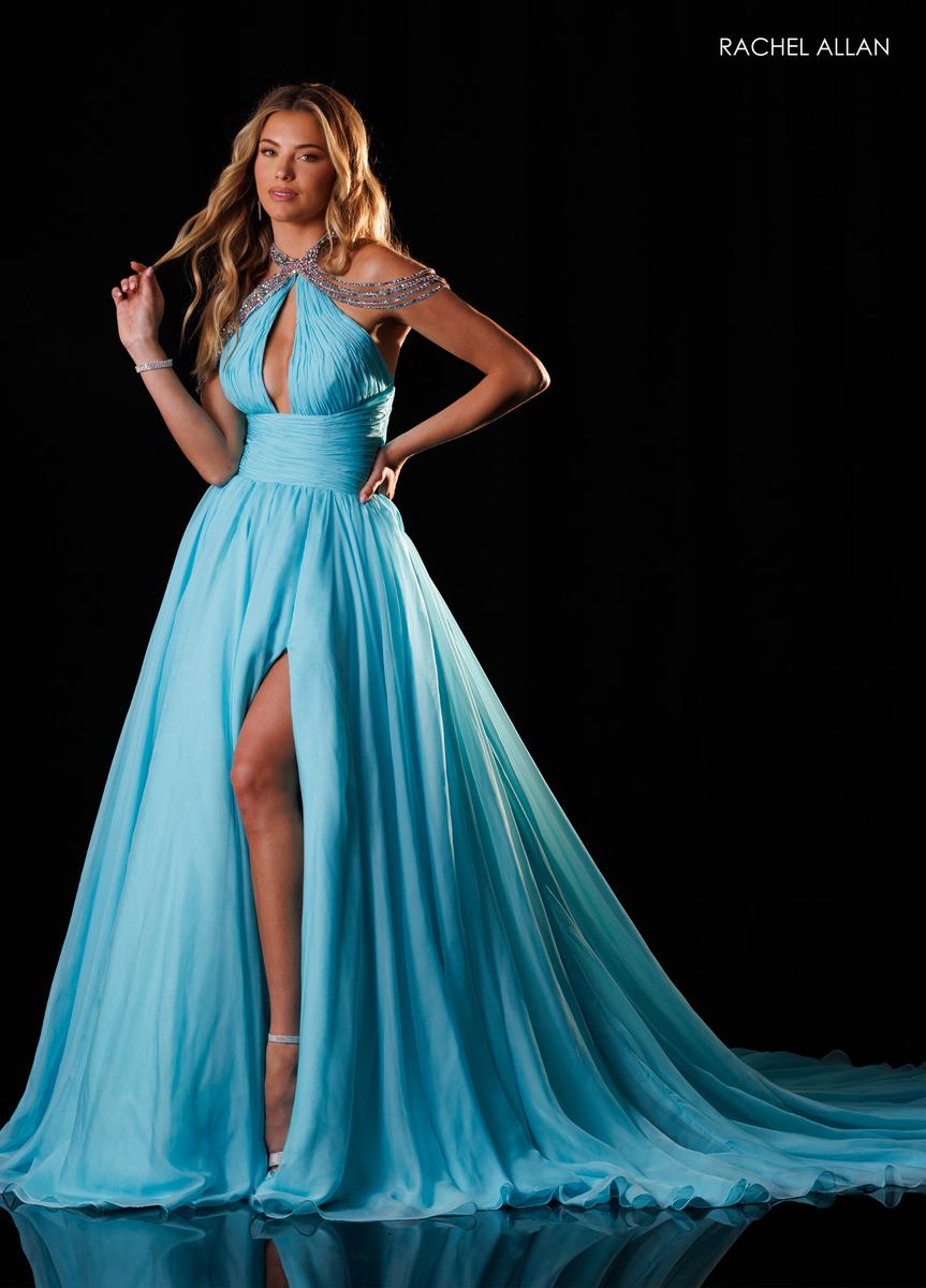 Halter Floor-Length Chiffon Prom A-Line Rachel Allan 50430