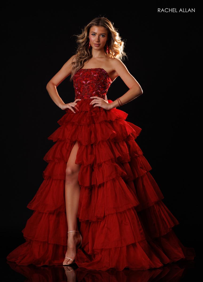Strapless Straight Neck Floor-Length Tulle Formal Ball Gown Rachel Allan 50431