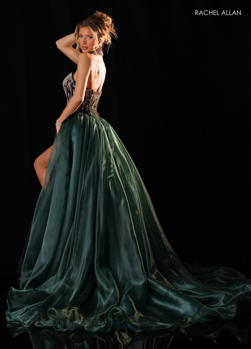 Strapless Curved Neck Floor-Length Satin Prom Ball Gown Rachel Allan 50434
