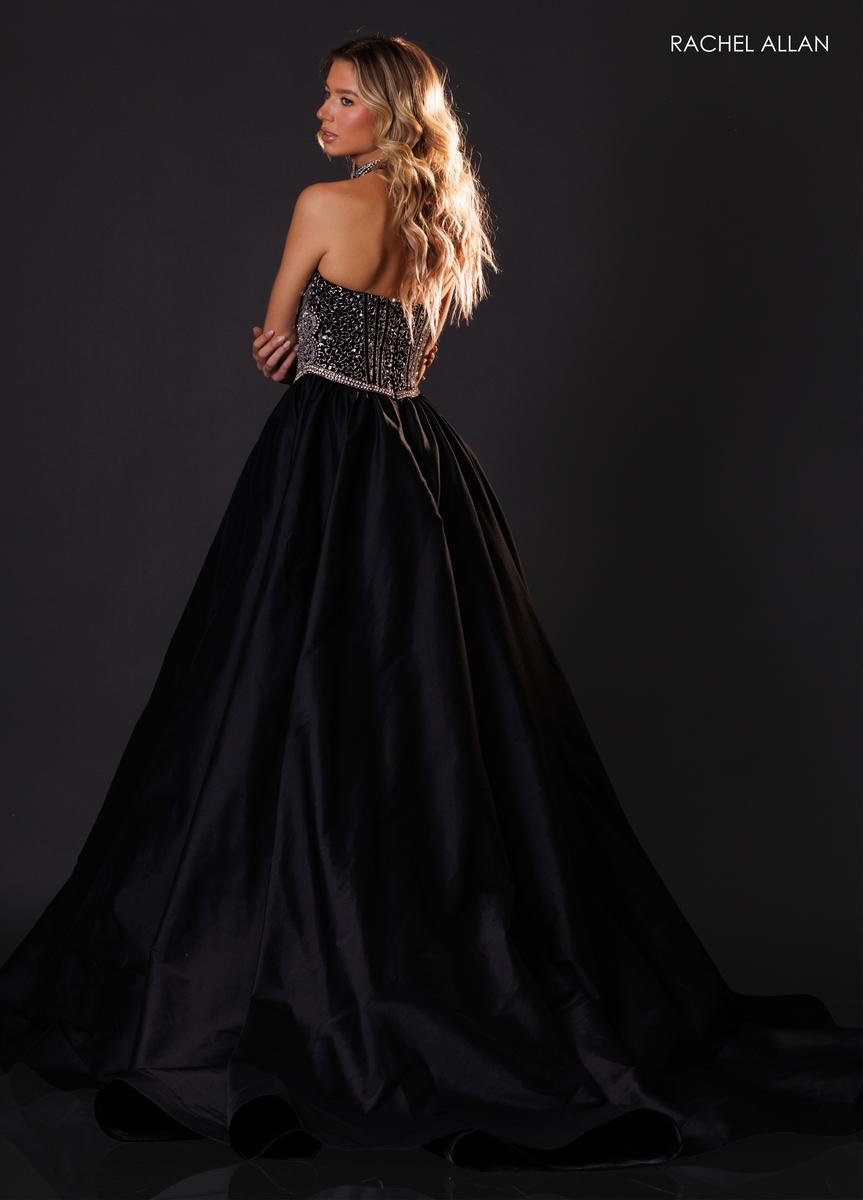Strapless Straight Neck Floor-Length Satin Formal A-Line Rachel Allan 50439