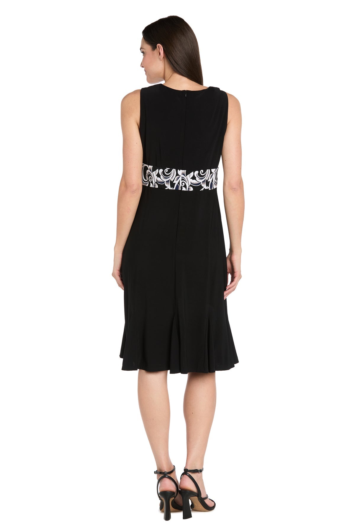Scoop Neck Short Jersey Cocktail Dress by R&M Richards 5043P in Black/Ivory