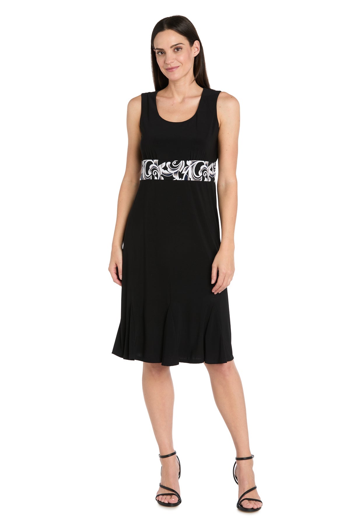 Scoop Neck Short Jersey Cocktail Dress by R&M Richards 5043P in Black/Ivory