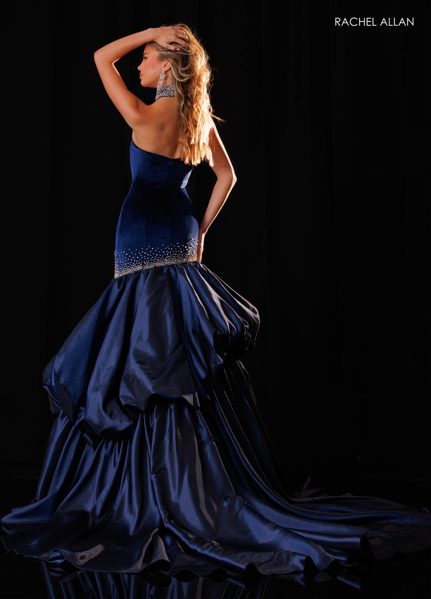 Strapless Curved Neck Floor-Length Velvet Formal Mermaid Rachel Allan 50442