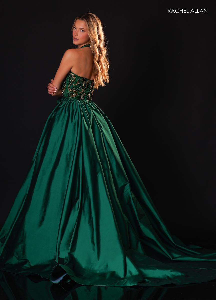 Halter Floor-Length Satin Evening Ball Gown Rachel Allan 50447