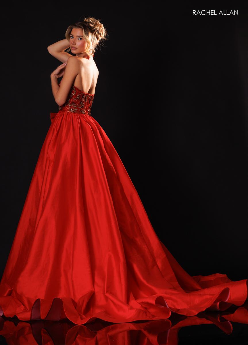 Halter Floor-Length Satin Evening Ball Gown Rachel Allan 50447