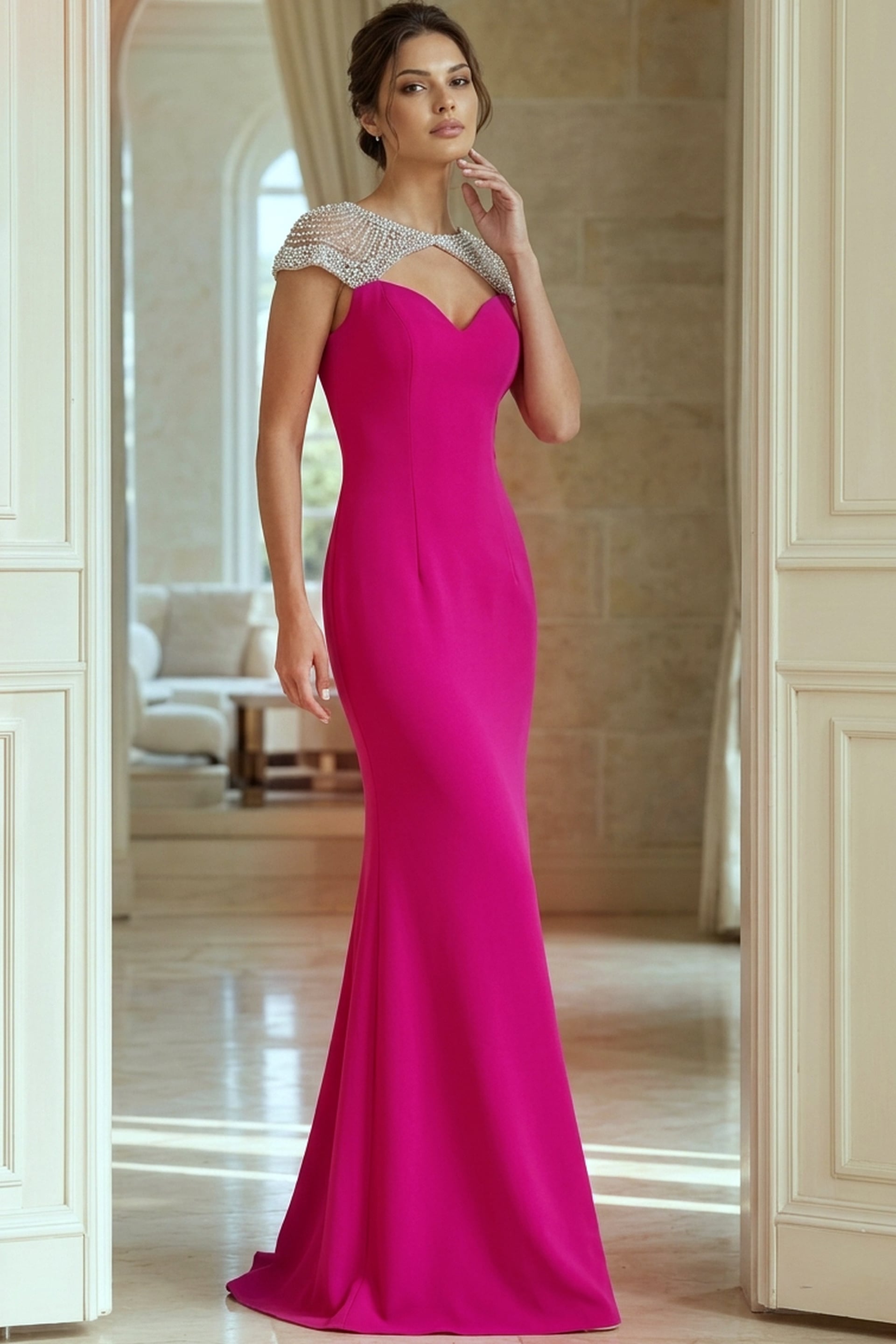 Sweetheart Floor-Length Crepe Evening Sheath Jovani 50549