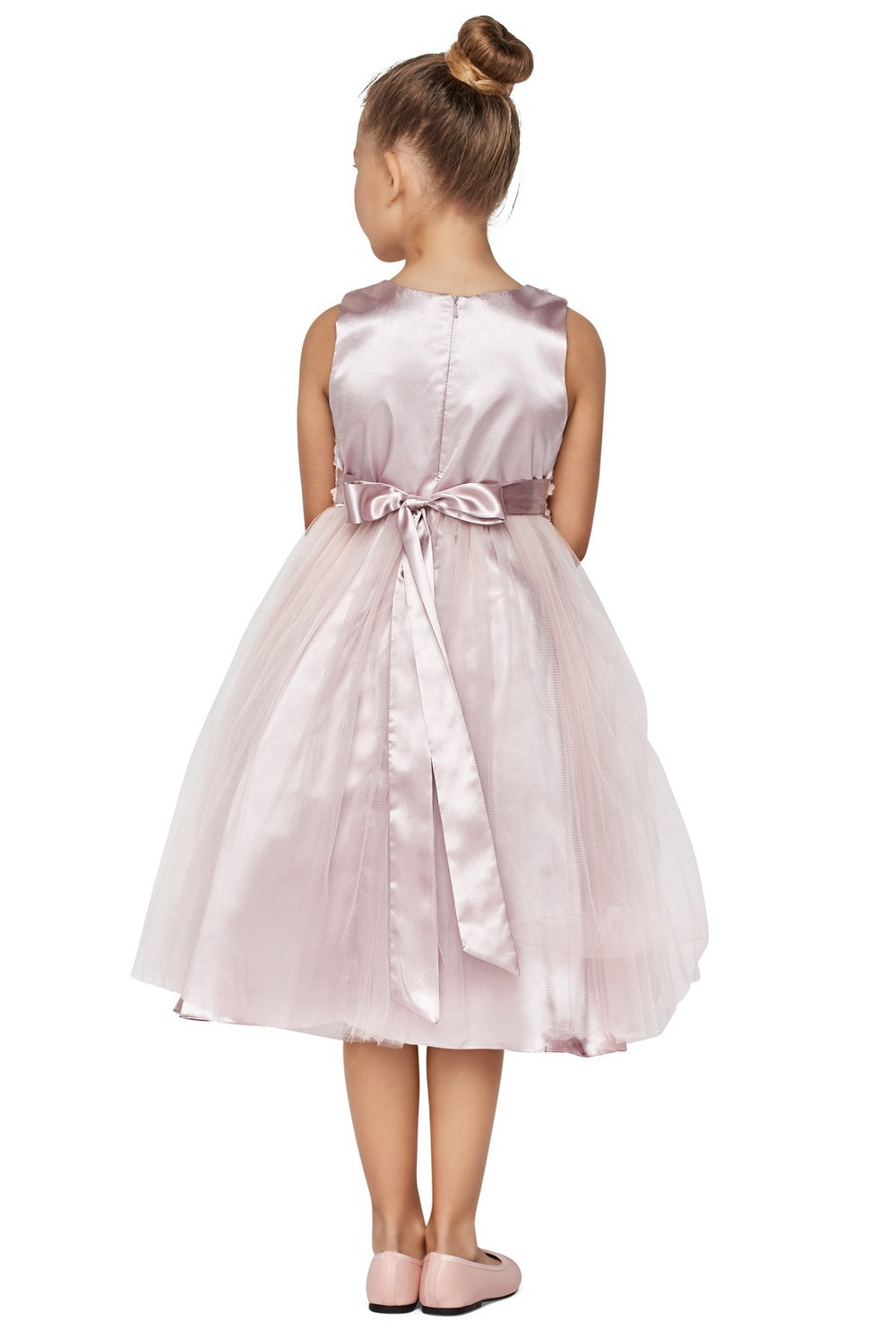 Flower Girl Dresses Short Beaded Floral Applique Flower Girl Dress Dusty Pink