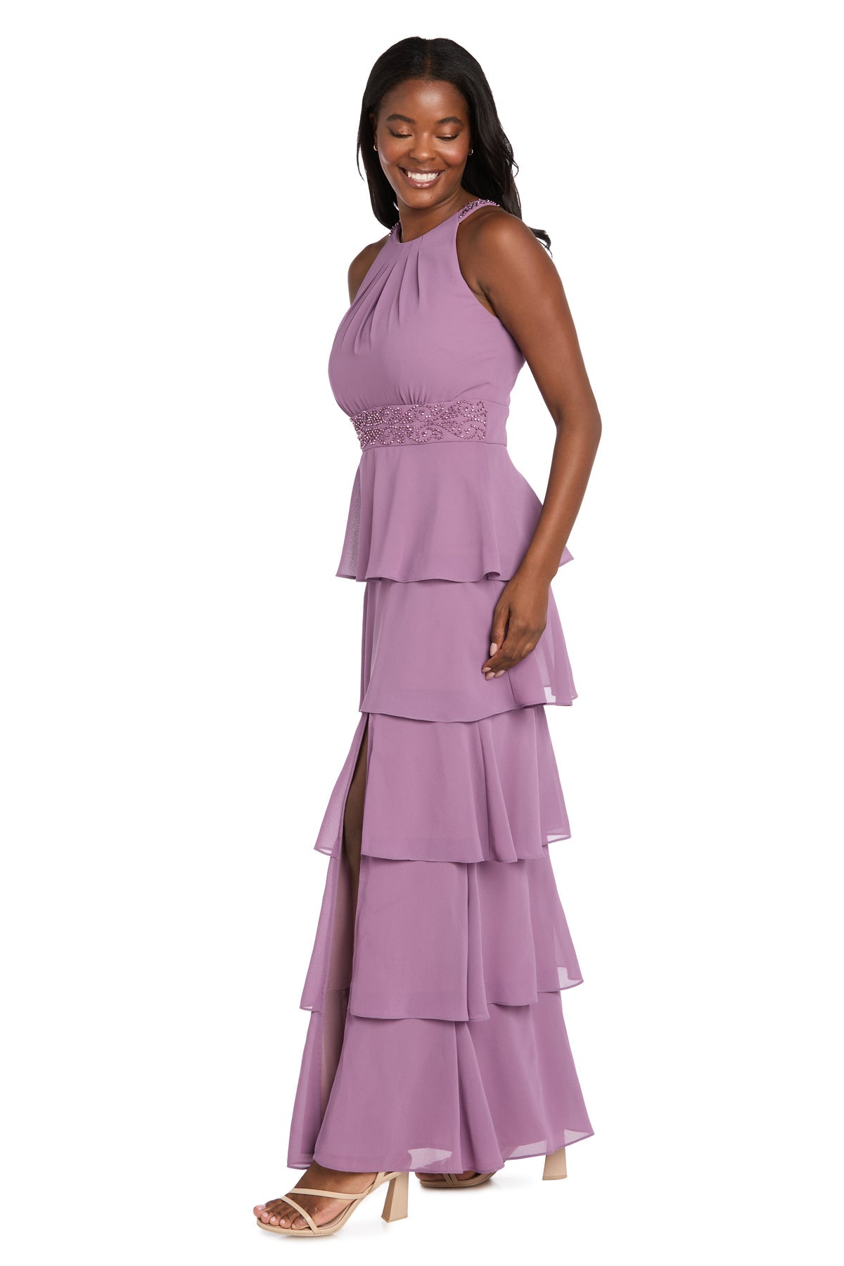 Formal Dresses Beaded Long Ruffle Formal Evening Dress R&M Richards 5064 Dusty Orchid