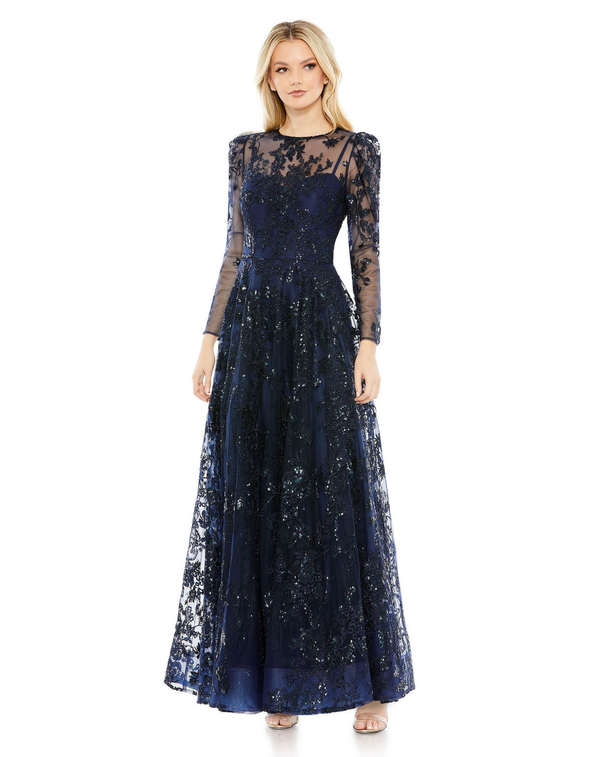 Lilac Mac Duggal 50664 Long Sleeve A Line Formal Evening Dress