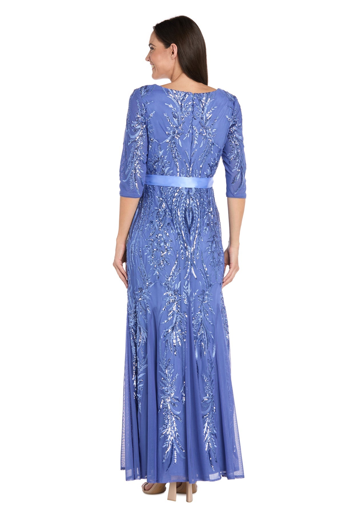 Scoop Neck Long Sequin Evening Gown by R&M Richards 5073 in Periwinkle