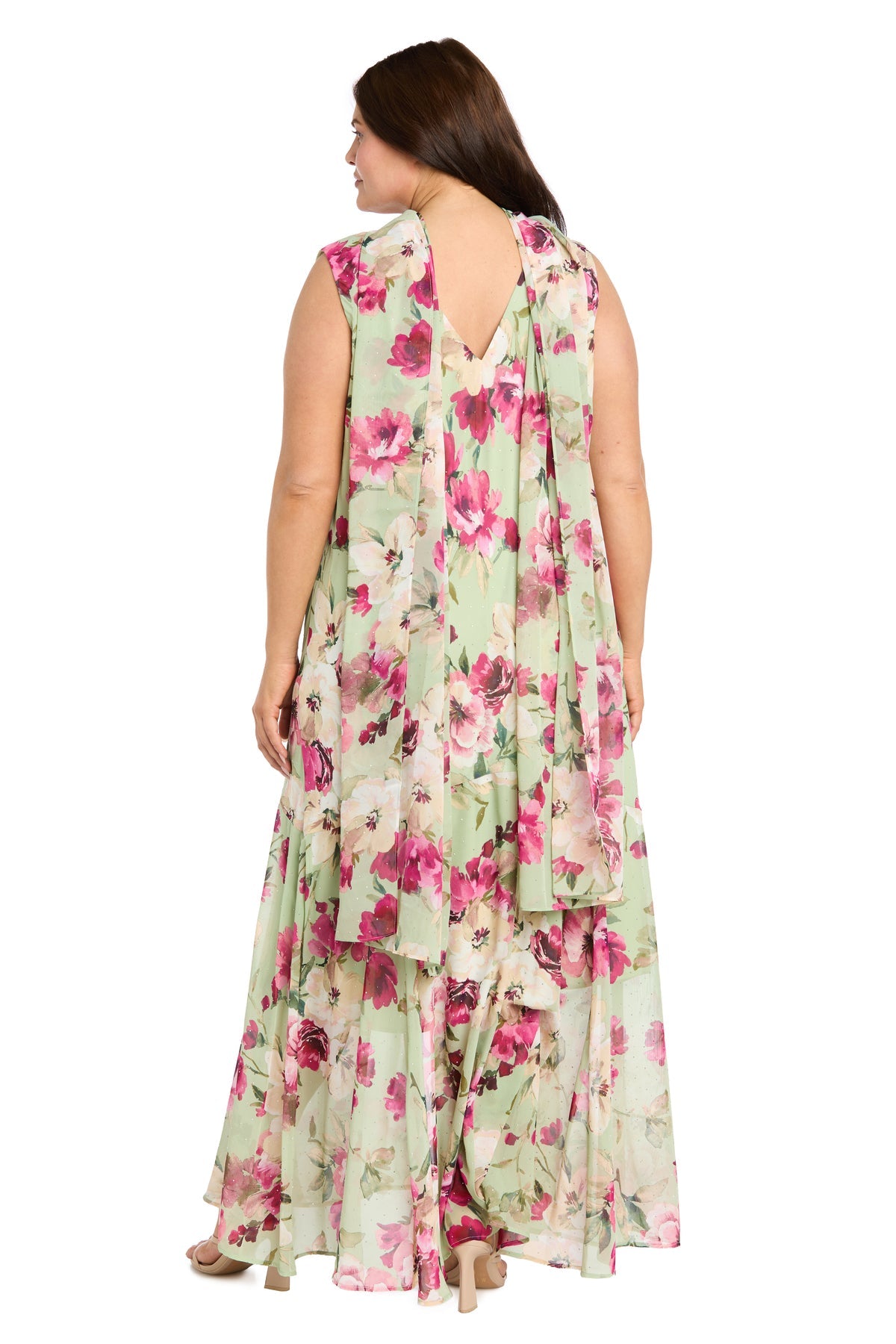 Cowl Neck Floor-Length Chiffon Formal A-Line Gown R&M Richards 5105W