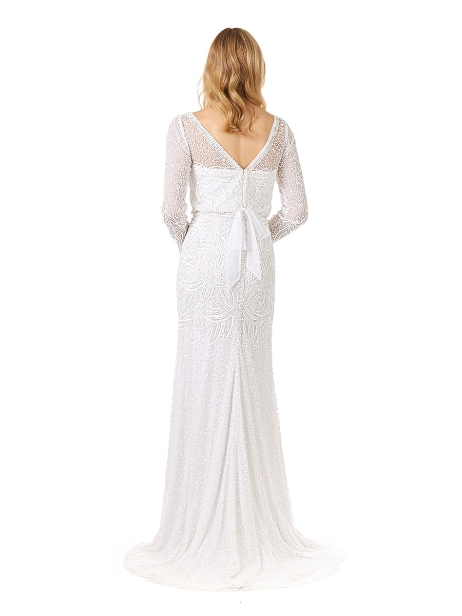 Wedding Dresses Long Beaded Wedding Bridal Dress Ivory