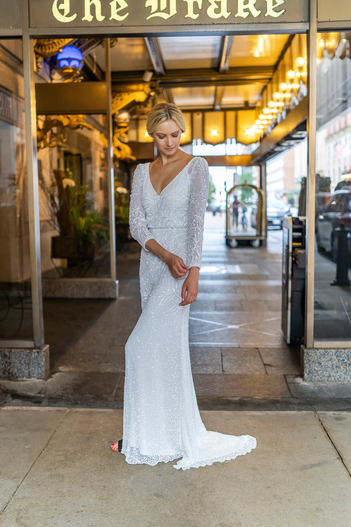 Wedding Dresses Long Beaded Wedding Bridal Dress Ivory