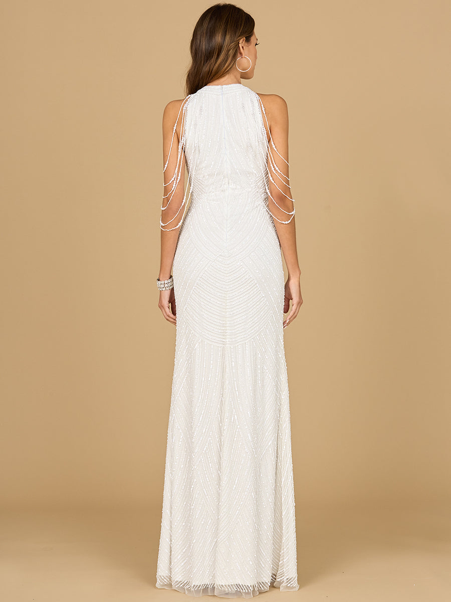 Wedding Dresses Long Bridal Gown Beaded Fringe Wedding Dress Ivory