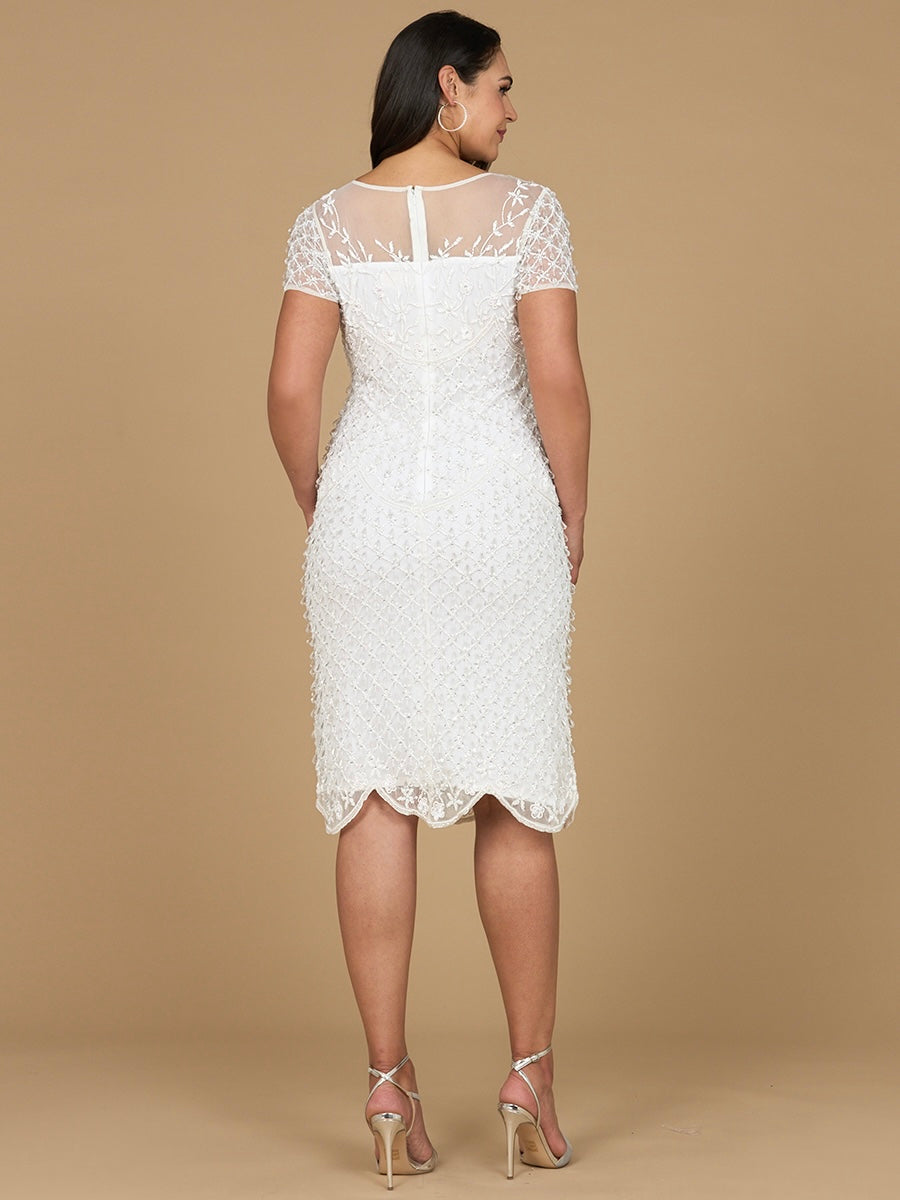 Cocktail Dresses Beaded Short Cocktail Knee Length Dress Ivory