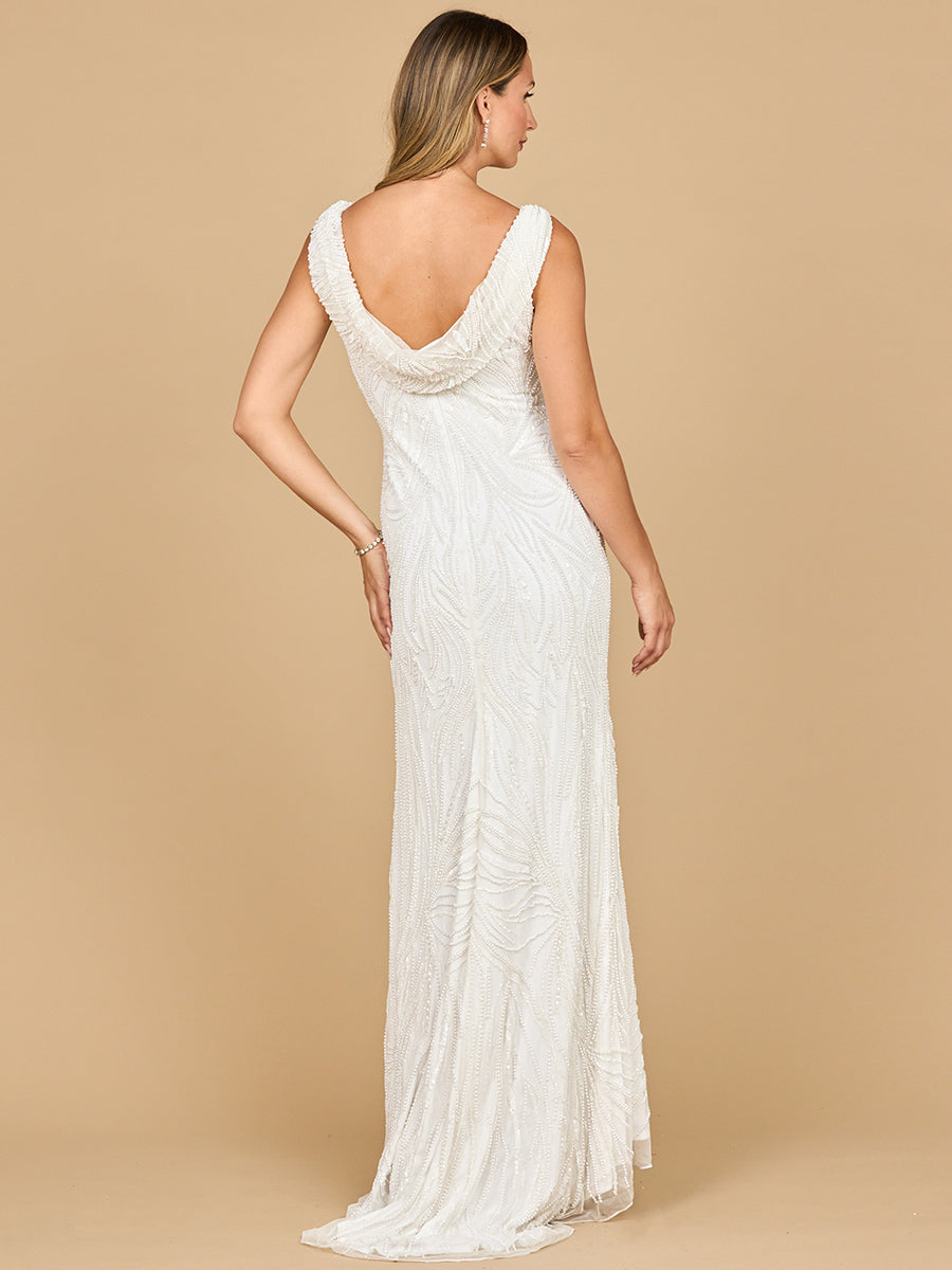 Wedding Dresses Beaded Long Formal Fitted Wedding Dress Ivory